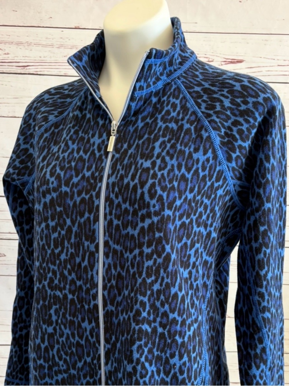 Tommy Bahama Aruba Cat's Meow Full Zip Jacket Blue Black Leopard Print Large NWT - Picture 4 of 11